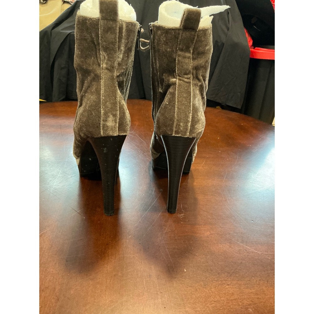 ALDO Aliria Velvet Boots Sz 11 Brown Lace Up Platform Stiletto Lug Sole Side Zip - Picture 7 of 10